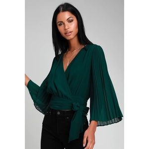 NWT Lulu's Pleated Bell Sleeve Wrap Top, Medium